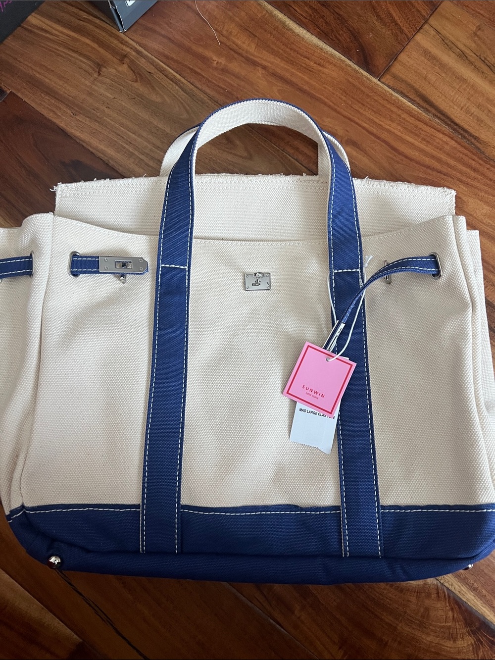 Sunwin Navy & Cream Canvas boatkin Tote Bag